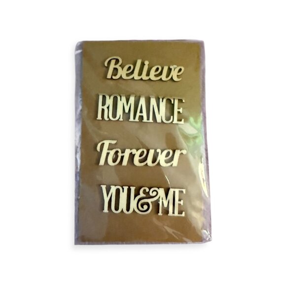 Wooden Words Decor Pack - Believe Romance Forever You & Me - Rustic Craft Letter - Picture 1 of 2